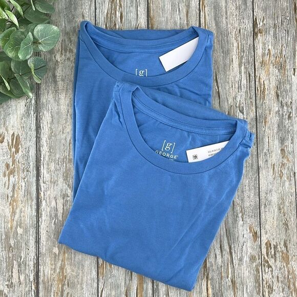 Men’s Blue Short Sleeve Crewneck Comfy T-Shirts 2-Pack Size 3XL - Picture 1 of 5
